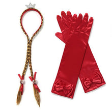 Load image into Gallery viewer, Princess Braid Gloves Set for Elsa Anna Cosplay Dress UP Cinderella Sofia Aurora Rapunzel Headband Hair Hoop with Braids Flower