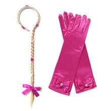 Load image into Gallery viewer, Princess Braid Gloves Set for Elsa Anna Cosplay Dress UP Cinderella Sofia Aurora Rapunzel Headband Hair Hoop with Braids Flower