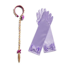 Load image into Gallery viewer, Princess Braid Gloves Set for Elsa Anna Cosplay Dress UP Cinderella Sofia Aurora Rapunzel Headband Hair Hoop with Braids Flower