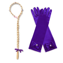 Load image into Gallery viewer, Princess Braid Gloves Set for Elsa Anna Cosplay Dress UP Cinderella Sofia Aurora Rapunzel Headband Hair Hoop with Braids Flower