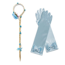 Load image into Gallery viewer, Princess Braid Gloves Set for Elsa Anna Cosplay Dress UP Cinderella Sofia Aurora Rapunzel Headband Hair Hoop with Braids Flower