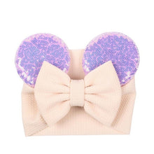 Load image into Gallery viewer, 2019 Spring / summer infant Beanie Turban Hat Baby Minnie Mouse Ears Hairband With Sequin Hair Bows Photography Props cap