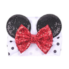 Load image into Gallery viewer, 2019 Spring / summer infant Beanie Turban Hat Baby Minnie Mouse Ears Hairband With Sequin Hair Bows Photography Props cap
