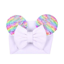 Load image into Gallery viewer, 2019 Spring / summer infant Beanie Turban Hat Baby Minnie Mouse Ears Hairband With Sequin Hair Bows Photography Props cap
