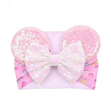 Load image into Gallery viewer, 2019 Spring / summer infant Beanie Turban Hat Baby Minnie Mouse Ears Hairband With Sequin Hair Bows Photography Props cap
