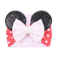 Load image into Gallery viewer, 2019 Spring / summer infant Beanie Turban Hat Baby Minnie Mouse Ears Hairband With Sequin Hair Bows Photography Props cap
