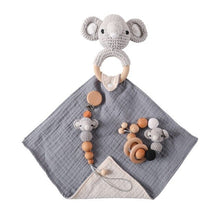 Load image into Gallery viewer, 1PC Baby Wooden Teether Pacifier Clip Chain Elephant Pendant Crochet Beads Rodent Soother Clip Baby Shower Gift For Kids Toys
